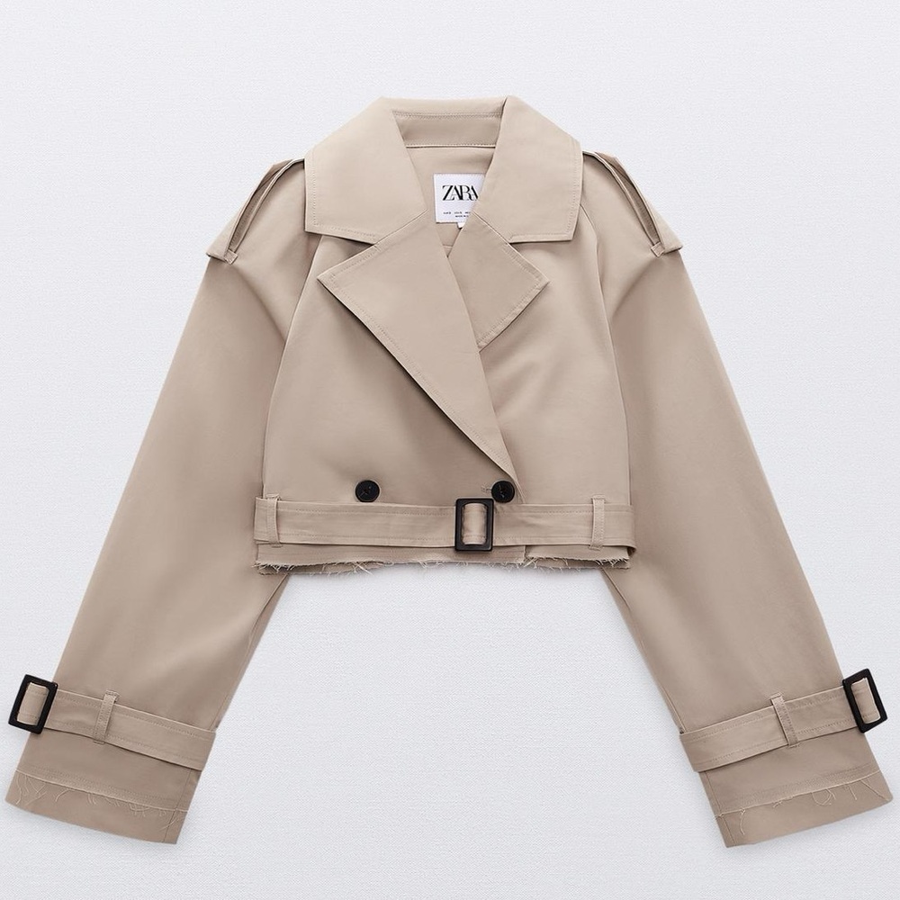 Zara Women's Beige Cropped Trench Coat